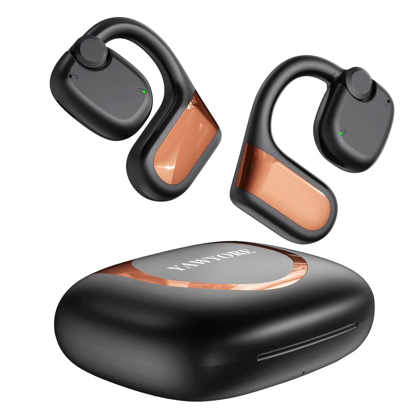 YAWYORE Wireless Bluetooth 5.3 Open Ear Headphones Sport Earbuds with Earhooks IPX7 Waterproof Dual MicrophonesClear Sound Comfortable Fit88H Playtime Suitable for RunningFitness(Black)